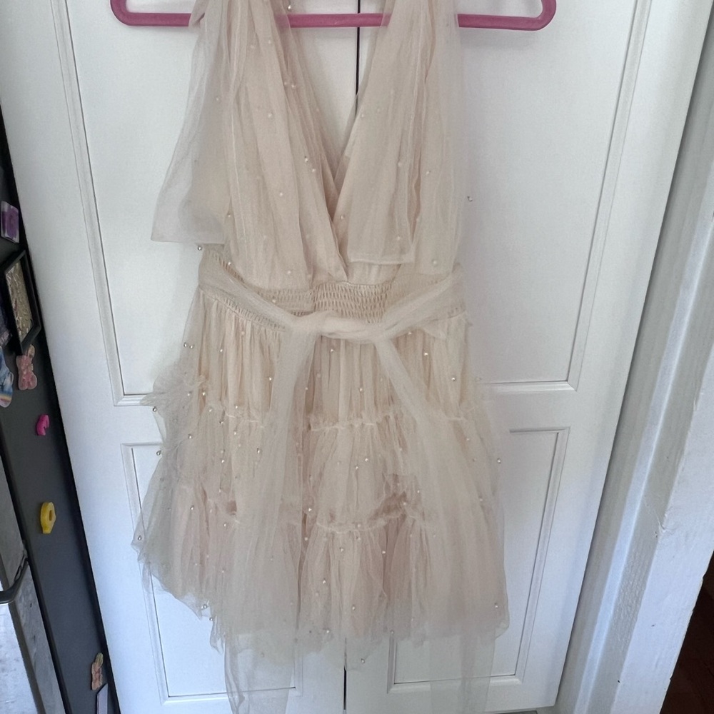 Pearl stud tulle mini dress - Picture 3 of 3